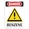 Signmission Safety Sign, OSHA Danger, 14" Height, Benzene, Portrait OS-DS-D-1014-V-1043 - alternate 1